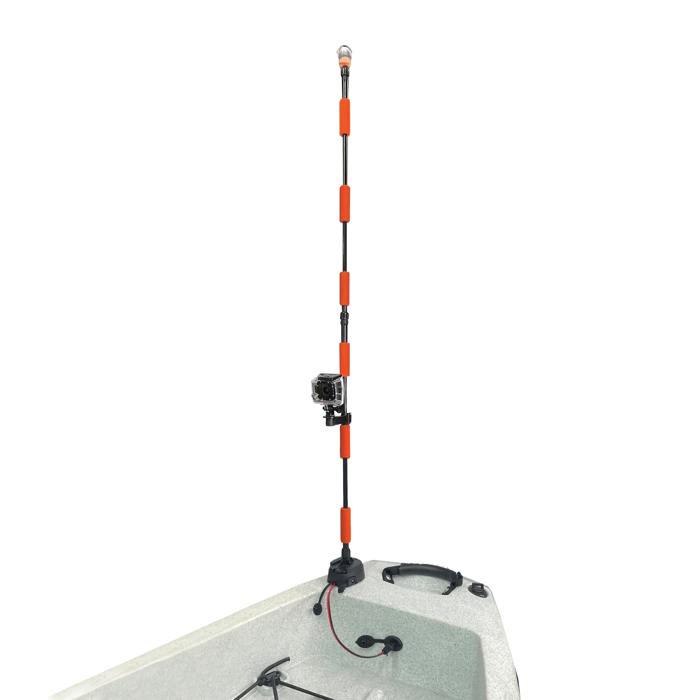 Paratonnerre YP-LR360-PRO - NOUVEAUX connecteurs électriques filetés améliorés - Lumière de sécurité extensible et alimentée à 360 degrés, drapeau et support d'accessoires en option