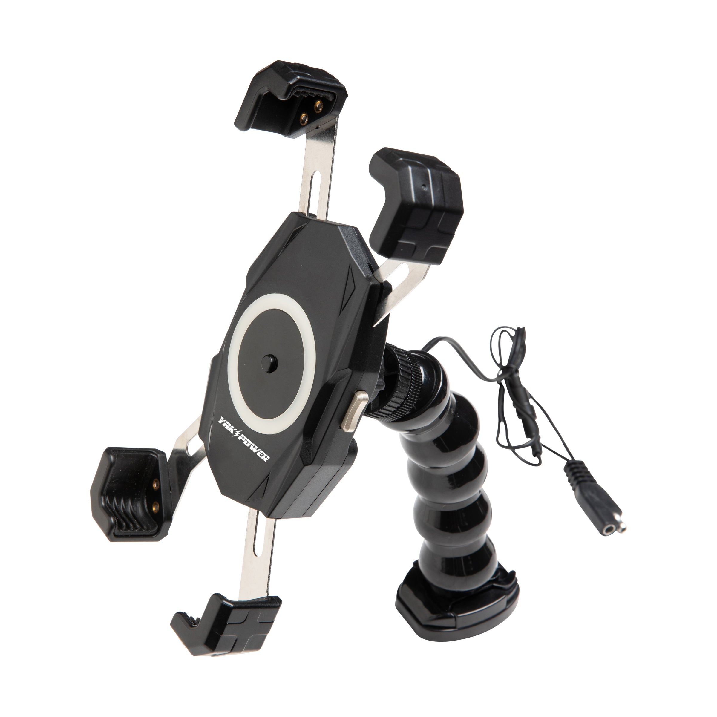 YP-MPWC Chargeur rapide sans fil pour téléphone portable 12 volts (15W) | Utilisation d'une seule main | Support d'action à col de cygne réglable à 360 degrés