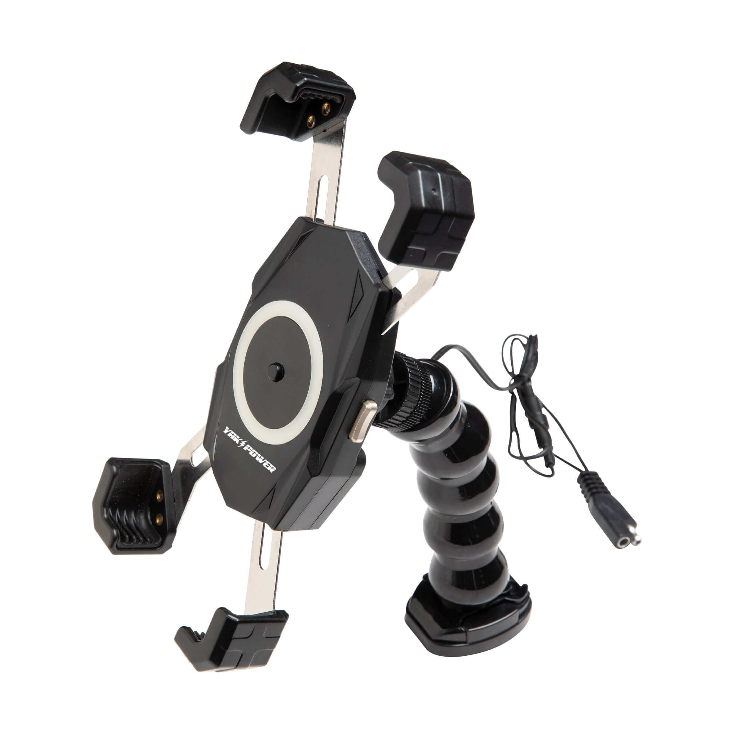YP-MPWC Chargeur rapide sans fil pour téléphone portable 12 volts (15W) | Utilisation d'une seule main | Support d'action à col de cygne réglable à 360 degrés