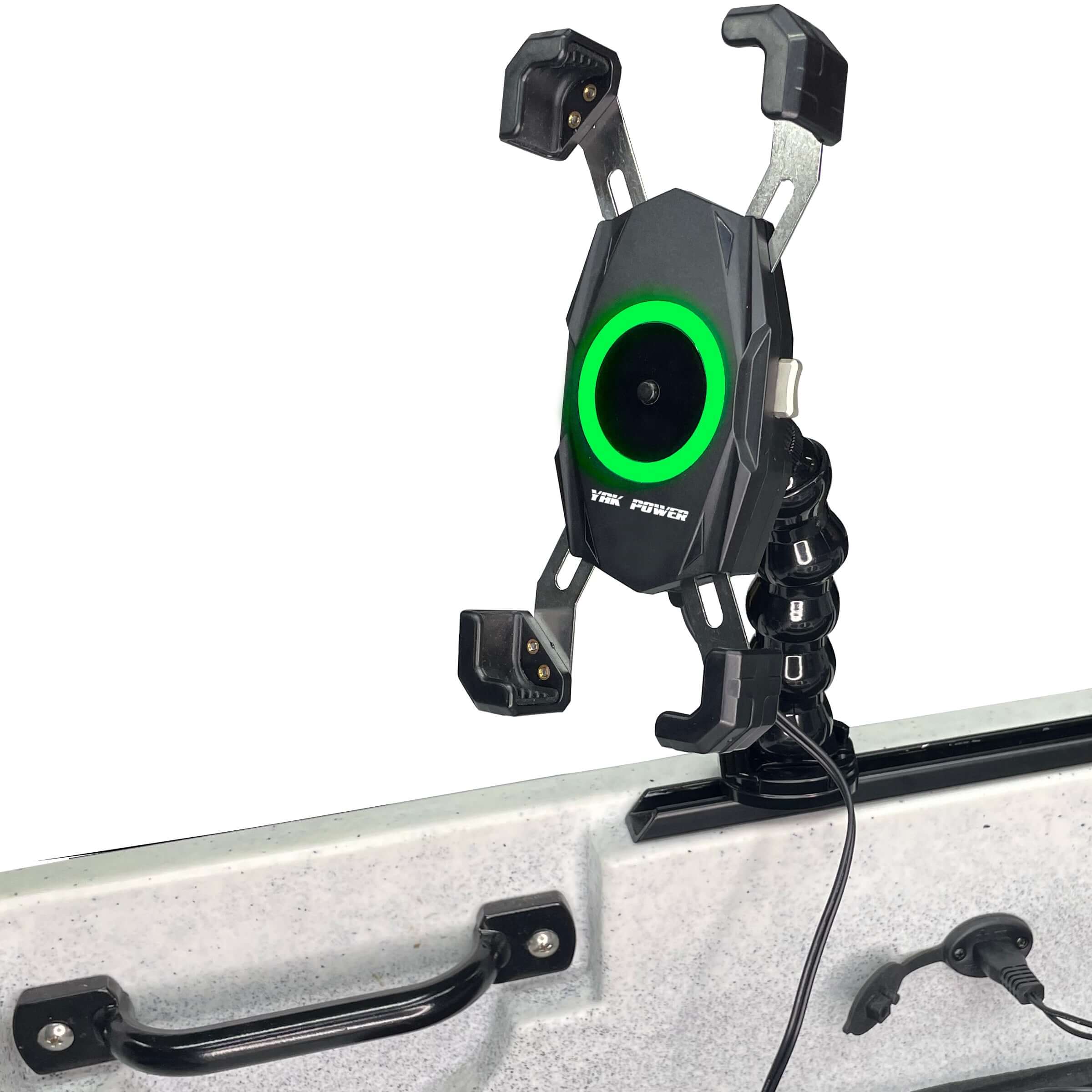 YP-MPWC Chargeur rapide sans fil pour téléphone portable 12 volts (15W) | Utilisation d'une seule main | Support d'action à col de cygne réglable à 360 degrés