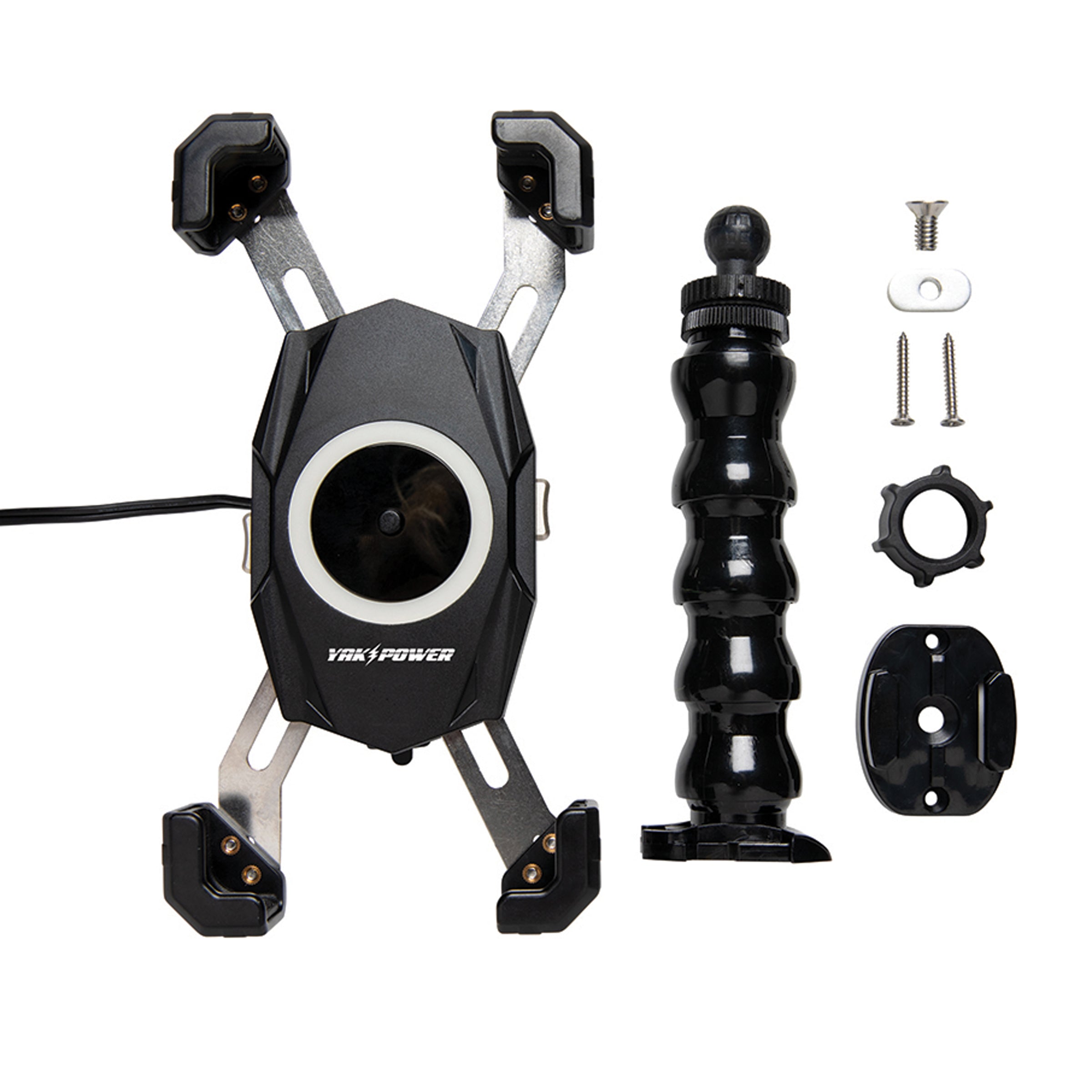 YP-MPWC Chargeur rapide sans fil pour téléphone portable 12 volts (15W) | Utilisation d'une seule main | Support d'action à col de cygne réglable à 360 degrés
