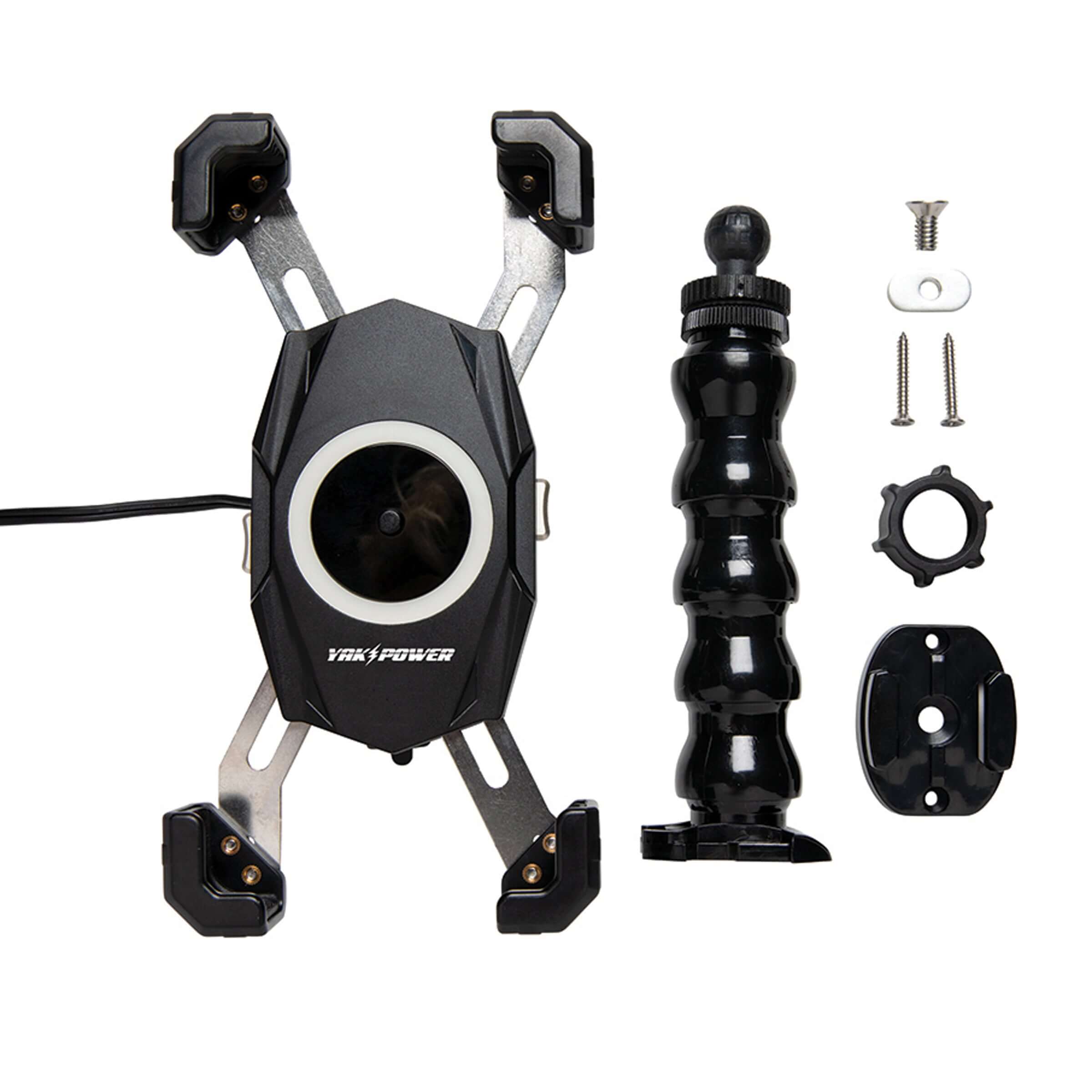 YP-MPWC Chargeur rapide sans fil pour téléphone portable 12 volts (15W) | Utilisation d'une seule main | Support d'action à col de cygne réglable à 360 degrés