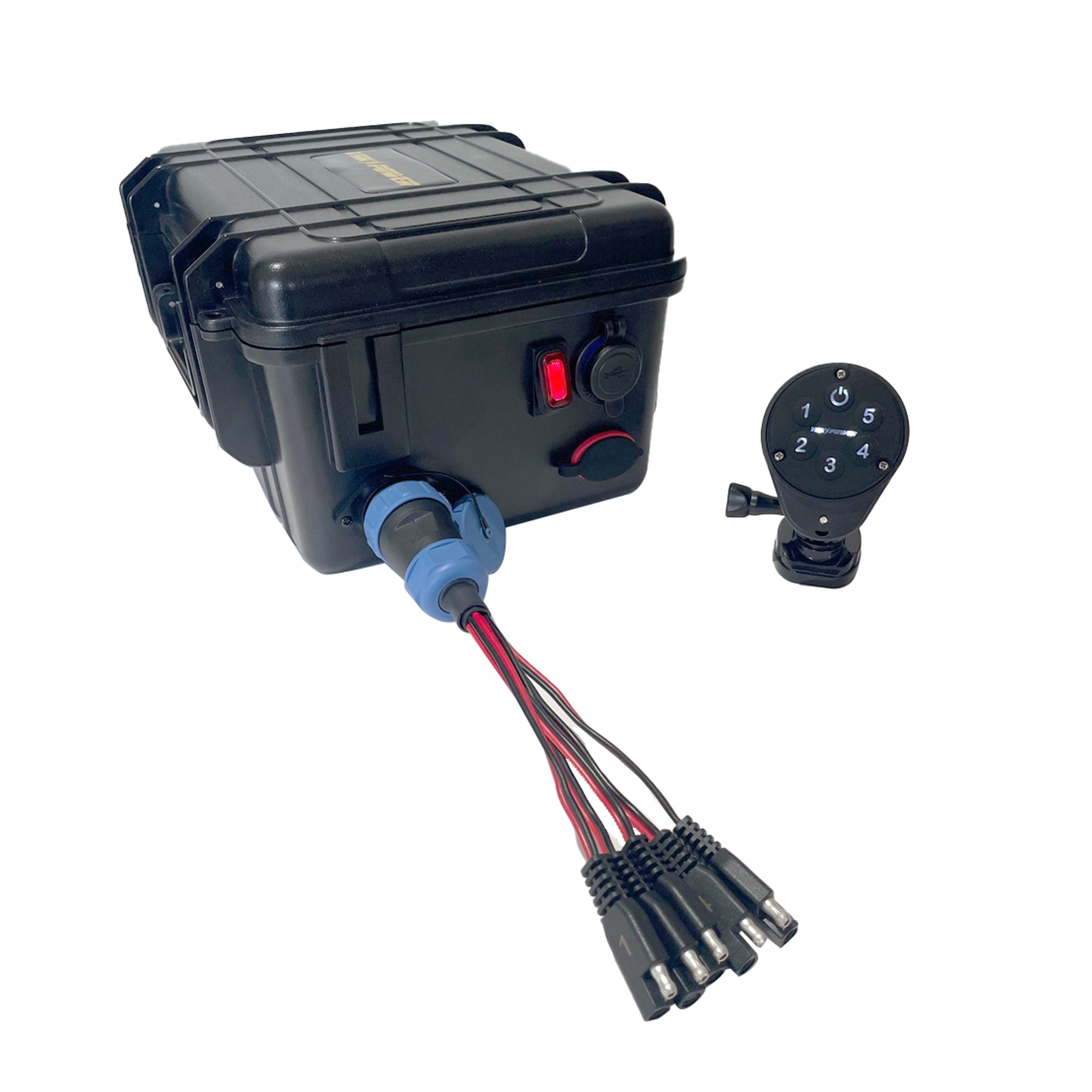 Station d'alimentation portable avec système de commutation numérique sans fil à 5 circuits (piles non incluses)