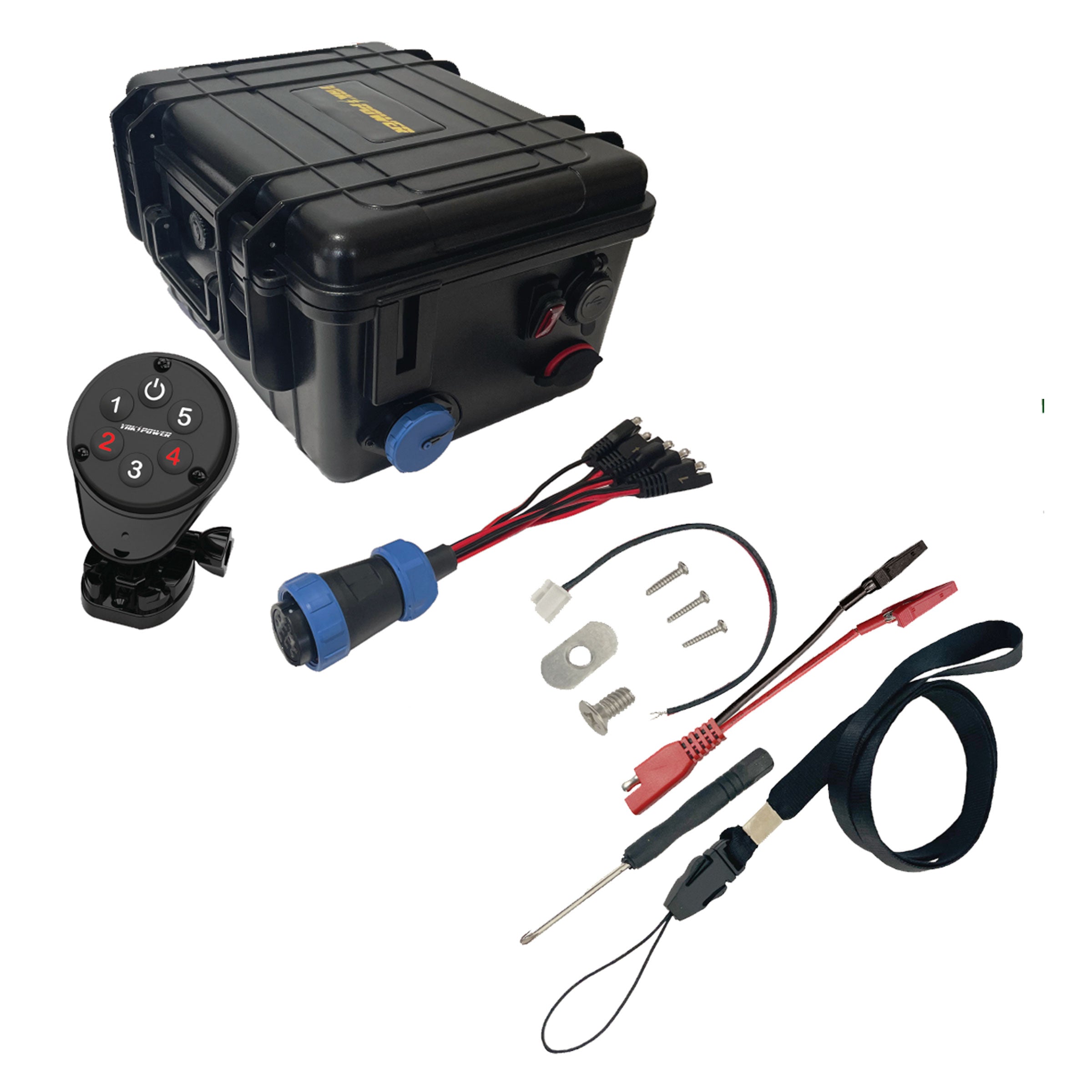 Station d'alimentation portable avec système de commutation numérique sans fil à 5 circuits (piles non incluses)