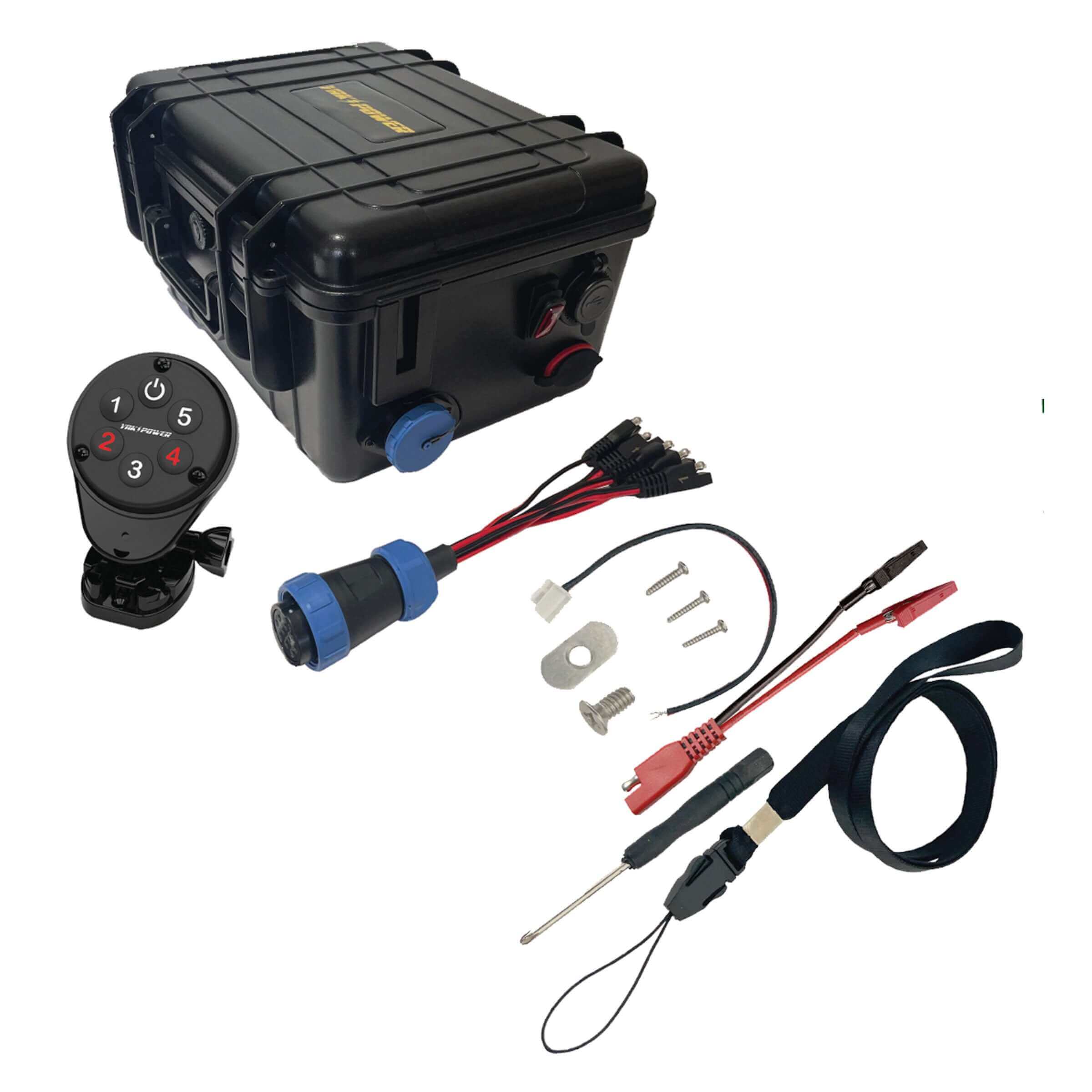 Station d'alimentation portable avec système de commutation numérique sans fil à 5 circuits (piles non incluses)