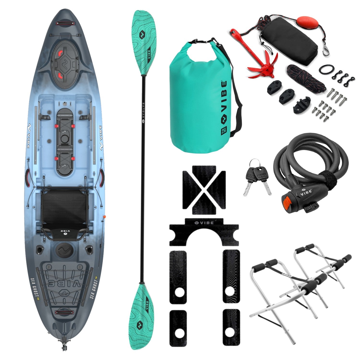 Sea Ghost 110 + Evolve Paddle + 25L Dry Bag + Deck Pad Kit + Cable Lock + Kayak Stand + Anchor Trolley