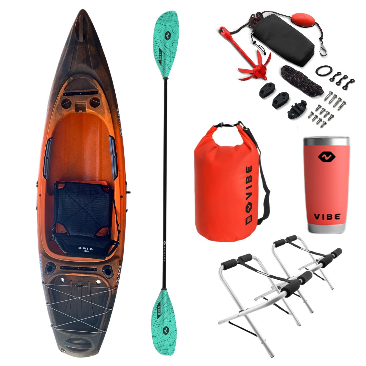 Shaka 100 + Evolve Adjustable Paddle + Kayak Stand + 20oz Tumbler + 10L Dry Bag + Anchor Trolley Kit
