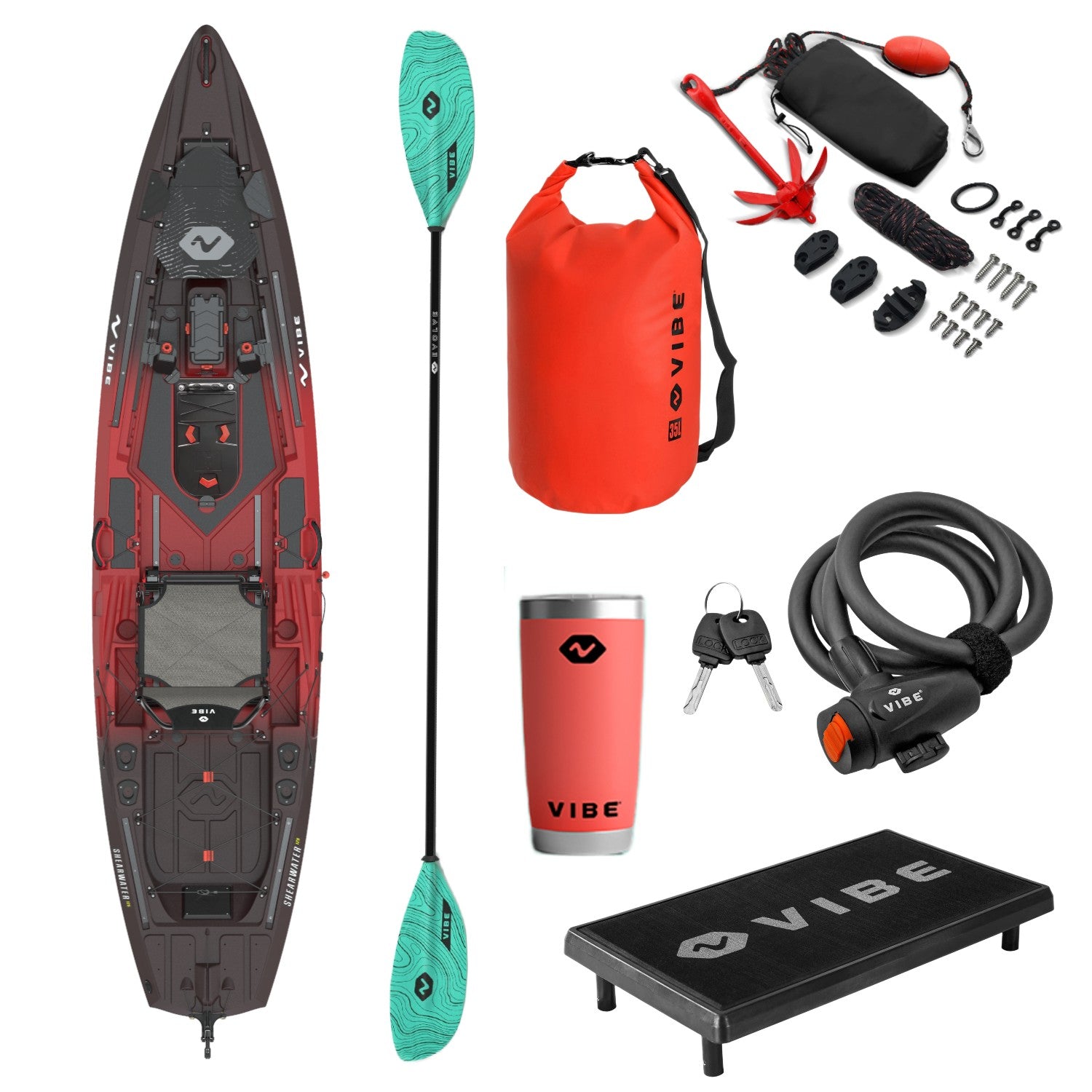 Shearwater 125 + Summit Perch + 35L dry bag + Evolve adjustable Paddle + 30oz Tumbler + Cable Lock + Anchor Trolley Kit
