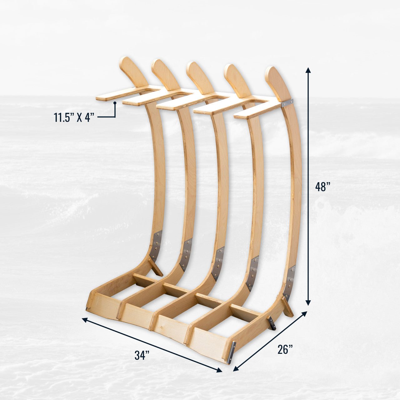 4 Surfboard Floor Rack | Wood Surf Stand - Vibe Kayaks