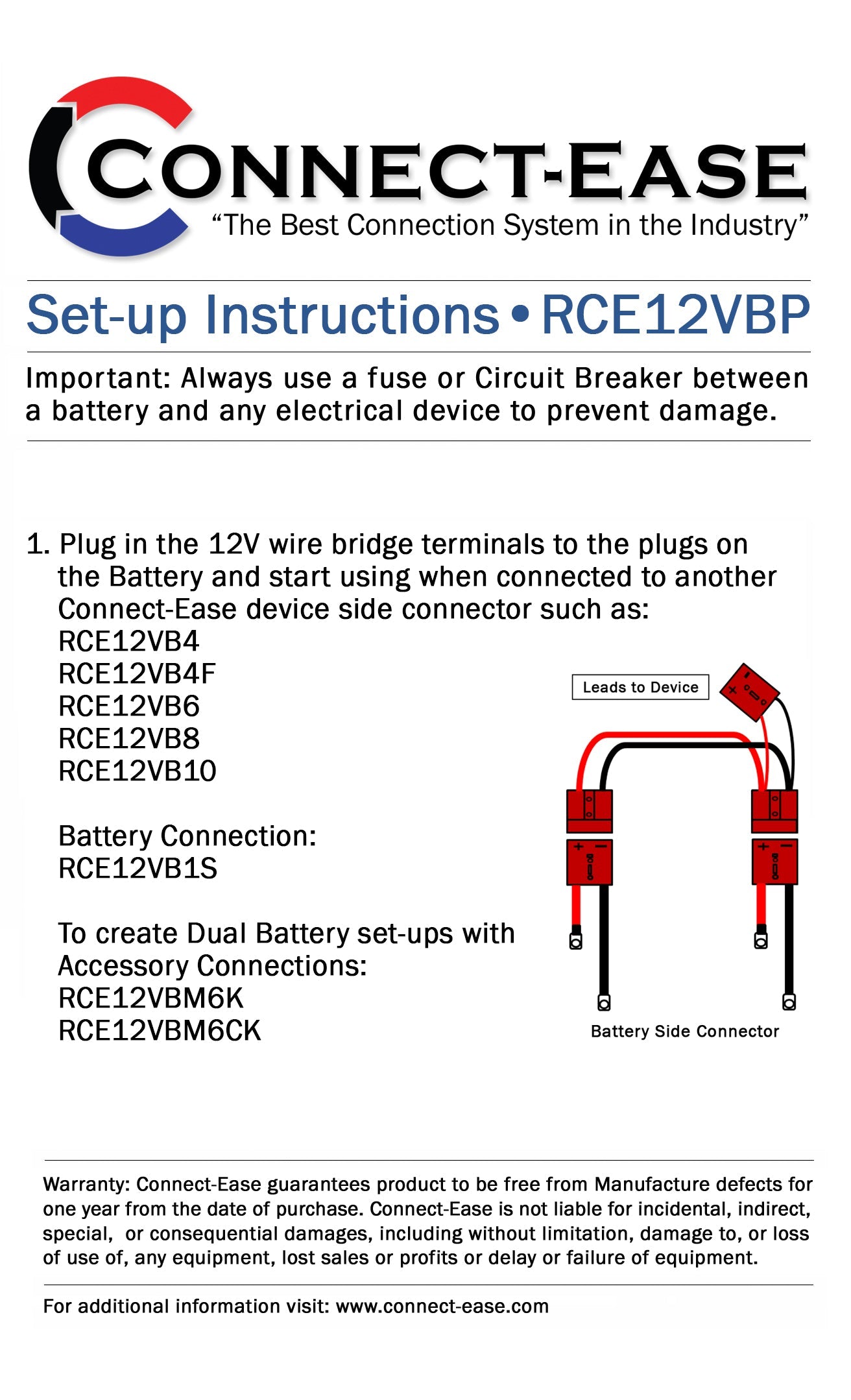 12 Volt Parallel Battery Connector (RCE12VBP) Lithium Compatible