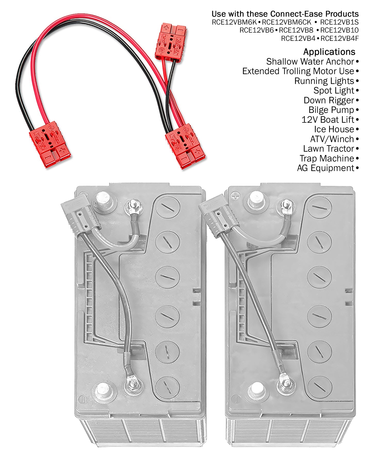 Connecteur de batterie parallèle 12 volts (RCE12VBP) compatible avec le lithium