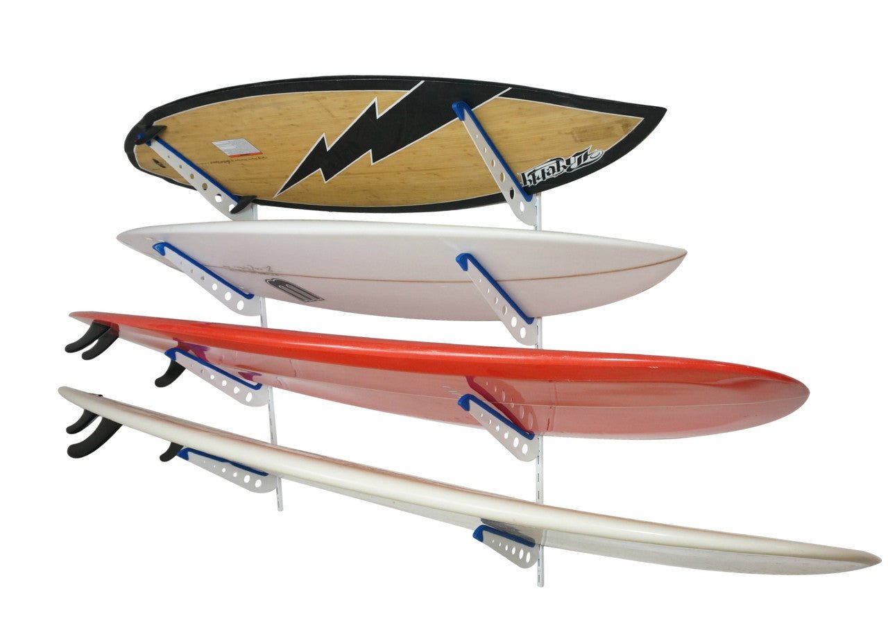 Adjustable Surfboard Wall Rack | 4 Boards | Durable Rubber Arms - Vibe Kayaks