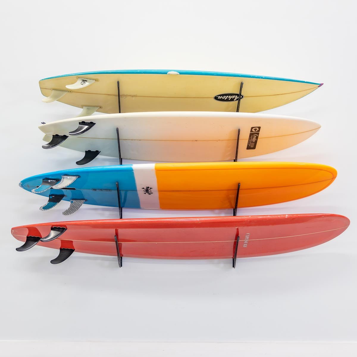 Adjustable Surfboard Wall Rack | 4 Boards | Durable Rubber Arms - Vibe Kayaks