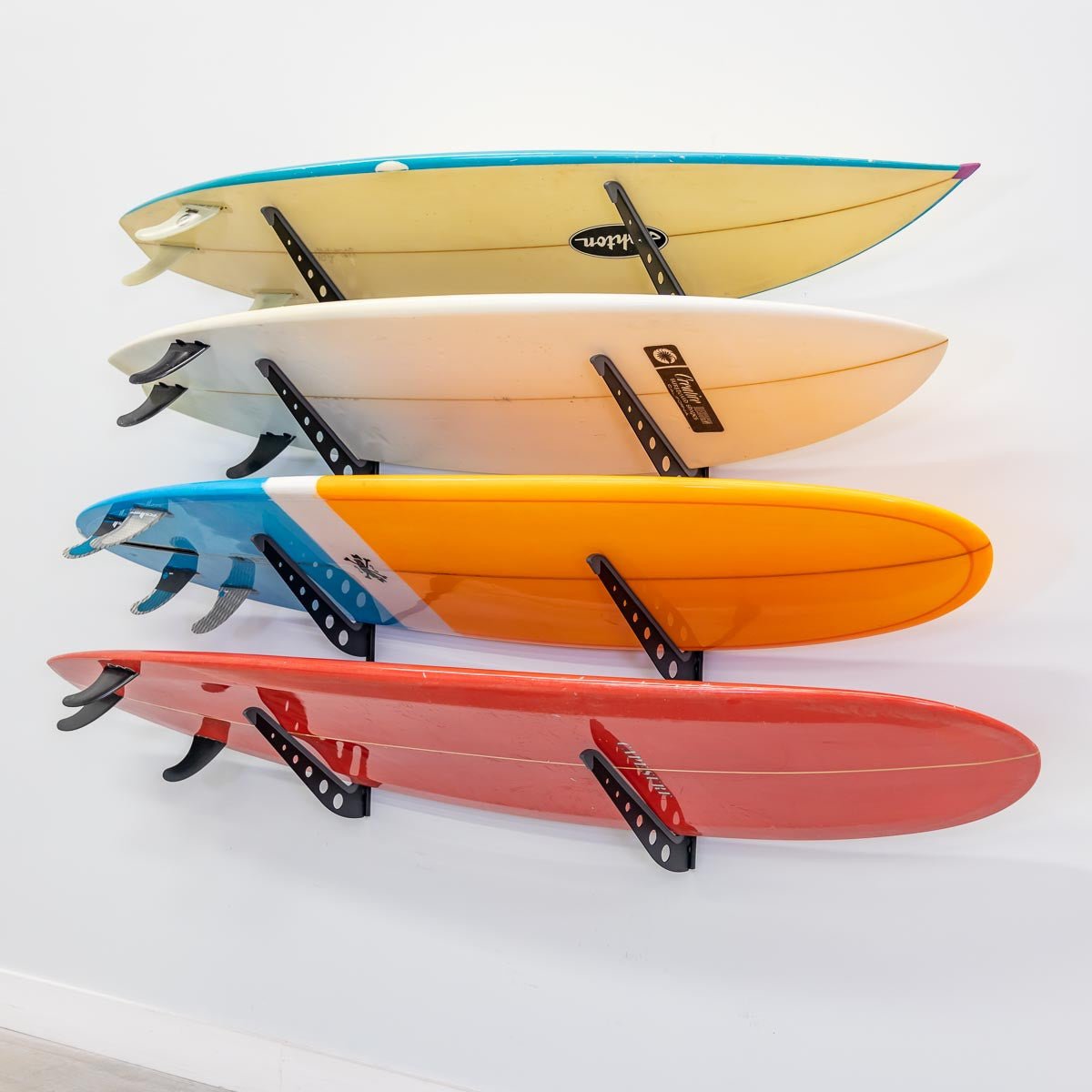 Adjustable Surfboard Wall Rack | 4 Boards | Durable Rubber Arms - Vibe Kayaks