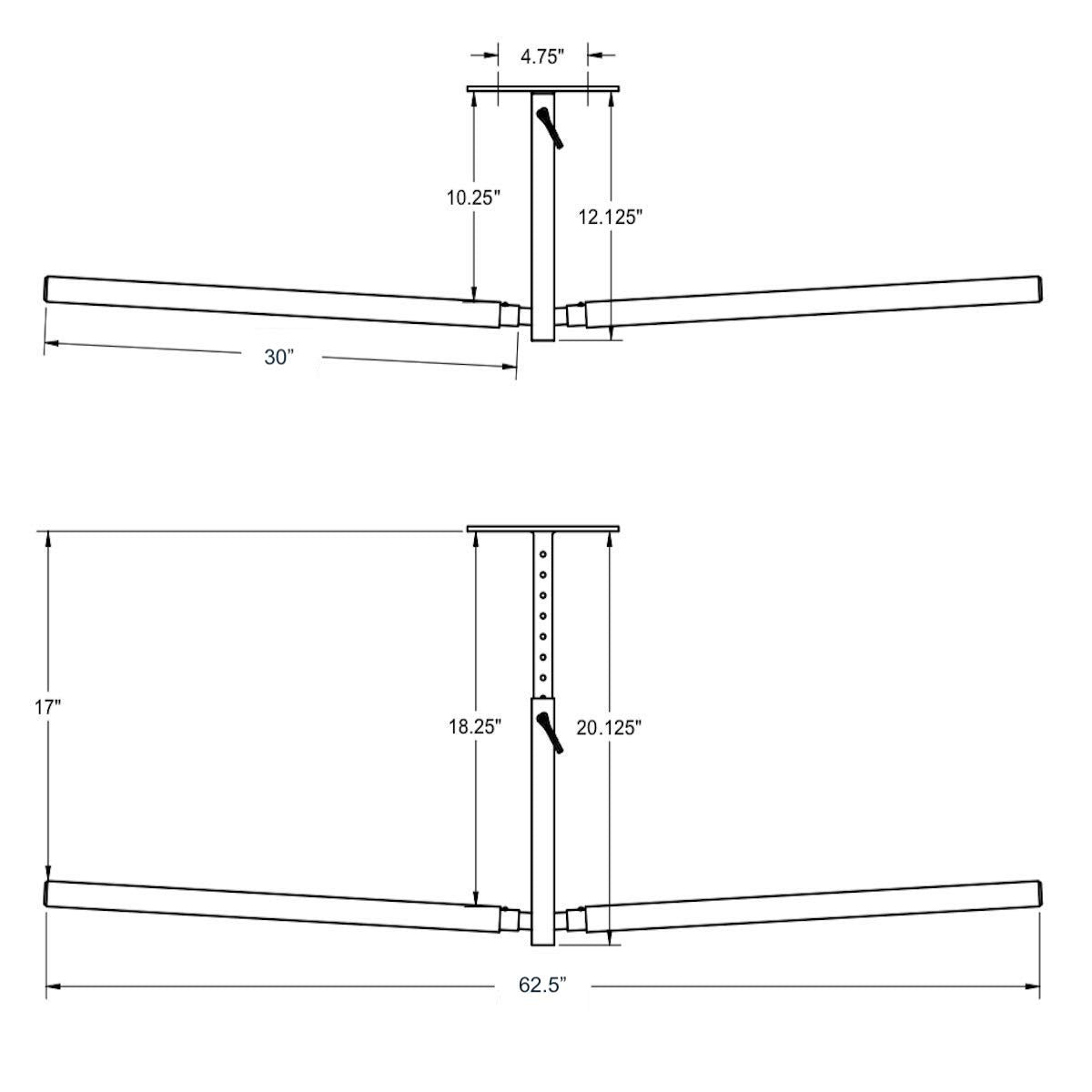 Hi - Port 2 Kayak Ceiling Rack | Adjustable Overhead Storage Mount - Vibe Kayaks