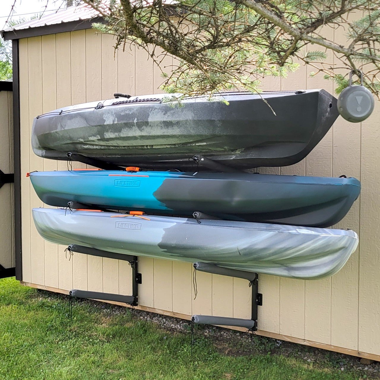 Outdoor Kayak Storage Rack 4 Level Adjustable Wall Mount Vibe Kayaks