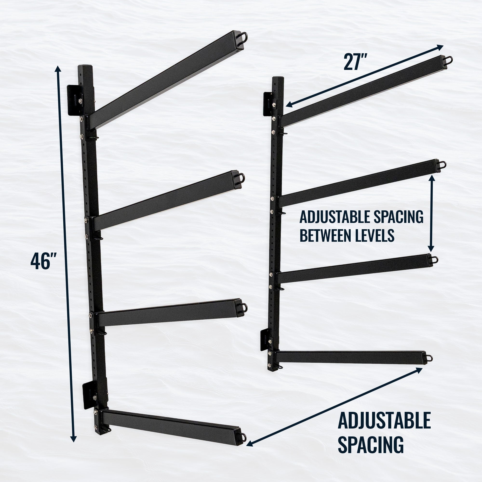 Support de rangement pour kayak extérieur - 4 niveaux de fixation murale réglable - Vibe Kayaks