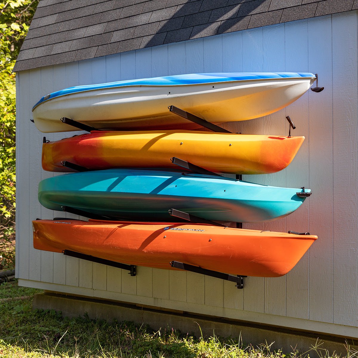 Outdoor Kayak Storage Rack | 4 Level Adjustable Wall Mount - Vibe Kayaks