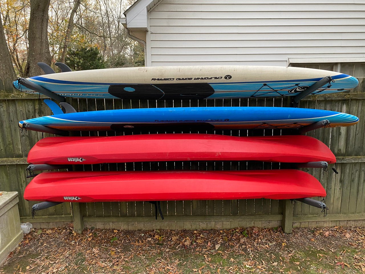 Outdoor Kayak Storage Rack | 4 Level Adjustable Wall Mount - Vibe Kayaks