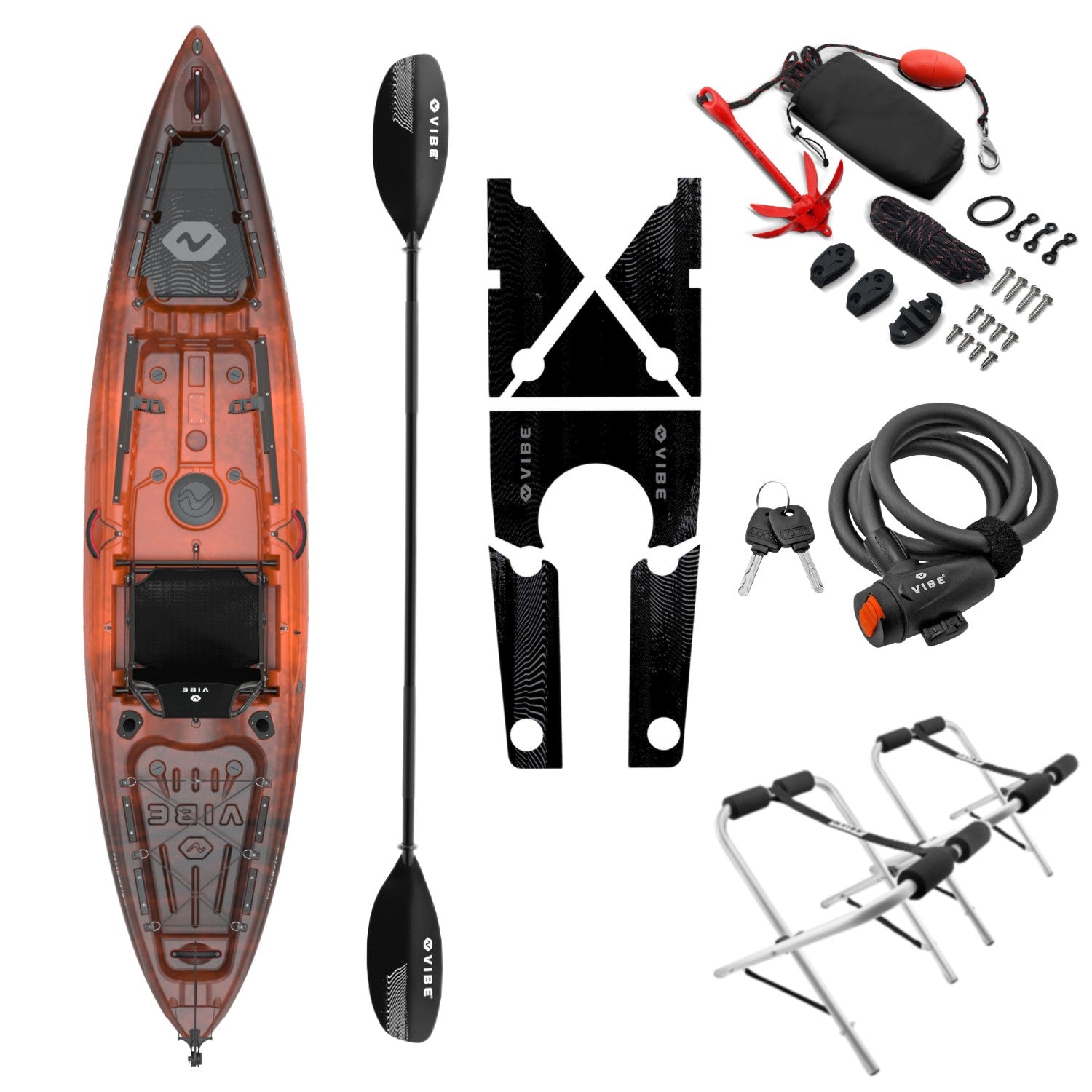 Yellowfin 120 + Deck Pad Kit + Kayak Stand + Cable Lock + Journey 3pc Adjustable Paddle + Anchor Trolley
